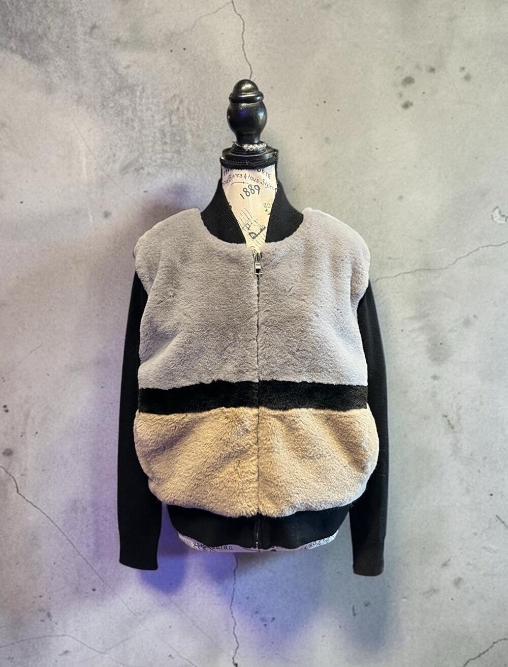 Lisa Todd Triple Threat Colorblock Faux Fur Knit Full Zip Jacket - Size Small